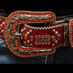 Vintage b.b. Simon Embellished Red Belt